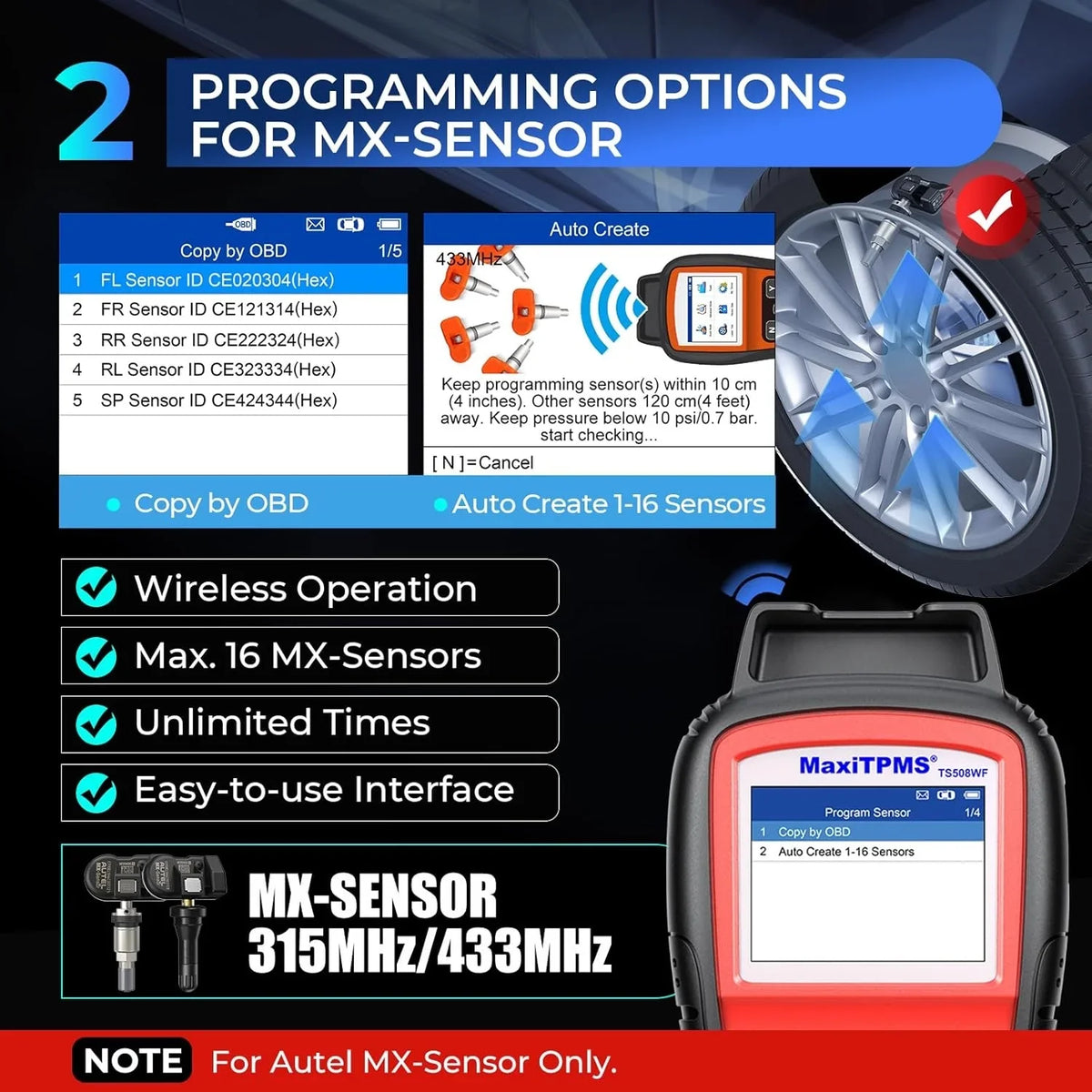 MaxiTPMS TS508WF TPMS Tool, 2025 Enhanced Wi-Fi Ver. of TS508 TS501 PRO TS408S TS601, MX-Sensor TPMS Progamming Tool, TPMS Diagnosis/Reset TPMS Relearn Tool, Read/Clear TPMS DTCs - image 3