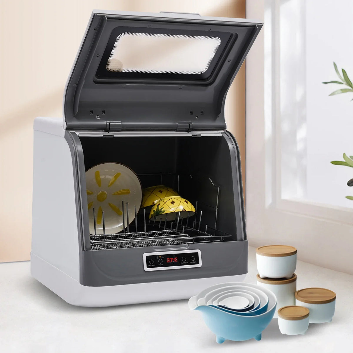 Peakora Portable Countertop Dishwasher, 3-in-1 Function Flip-Top Dishwasher, 800w Mini Dishwasher for Small Households Apartments Boats - image 4
