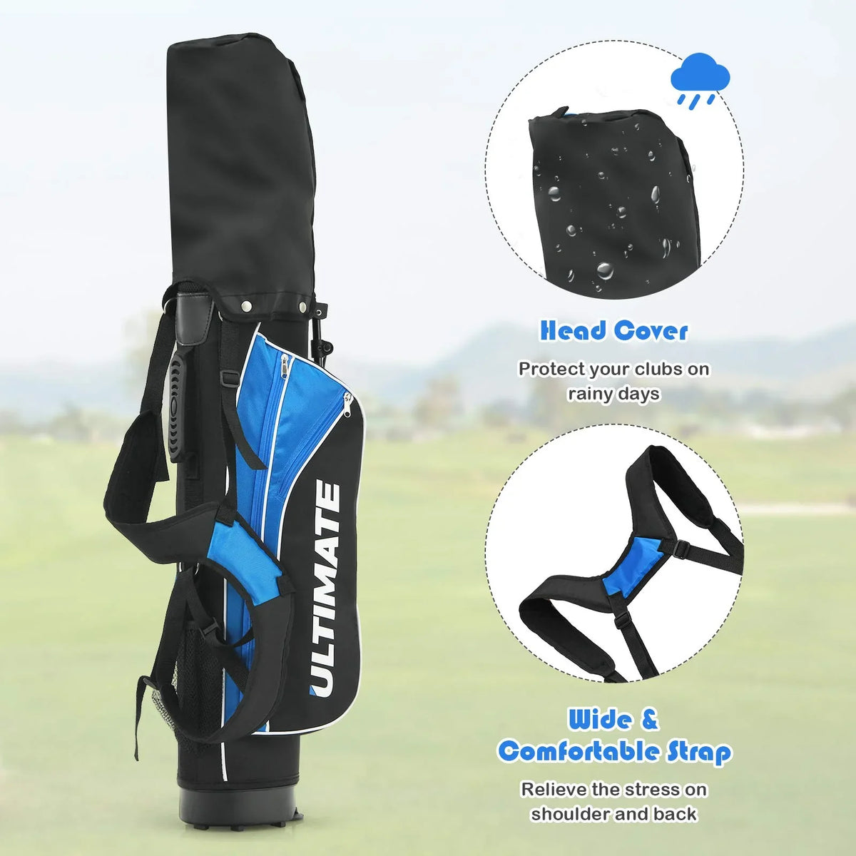 Junior Complete Golf Club Set for Age 8 to 13, Includes 3# Fairway Wood, 7# & 9# Irons, Putter - image 7