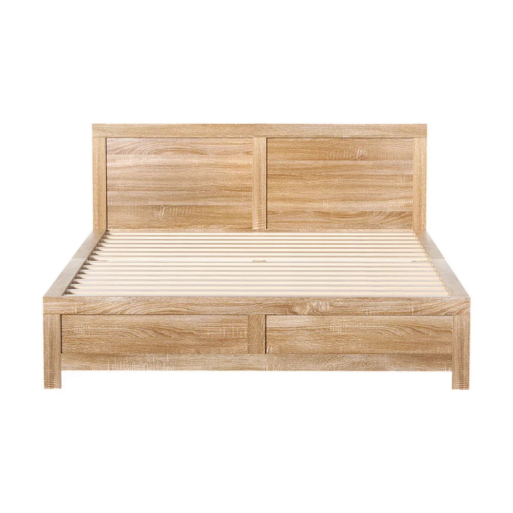 Artiss Bed Frame Queen Size Wooden Acacia Wood OATMEAL - image 3