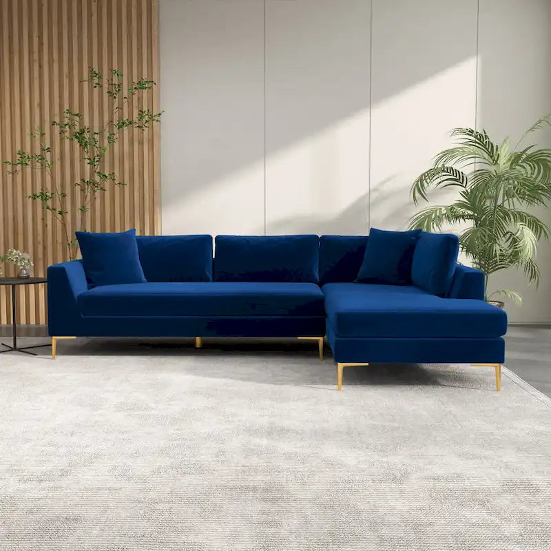 Mae Velvet Corner Sectional Sofa in Mid-Century Modern Style - image 8