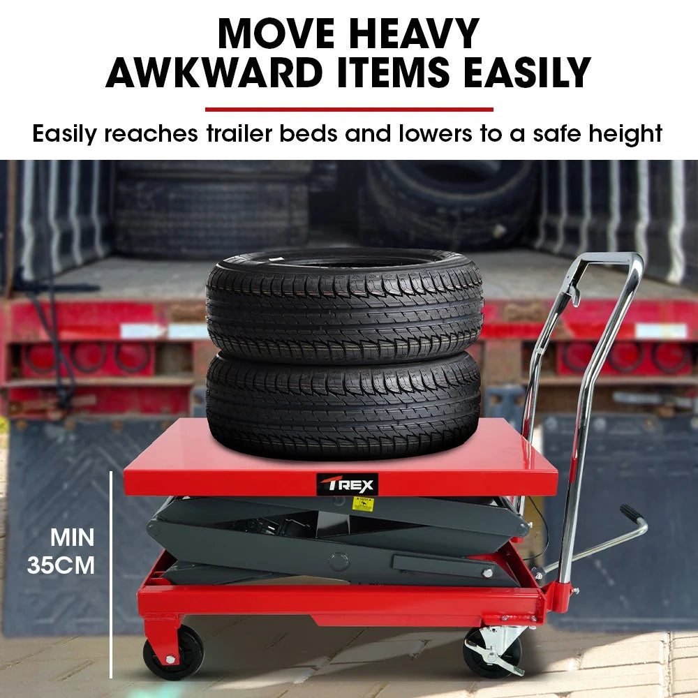 T-REX 300KG Hydraulic High Lift Double Scissor Trolley, 1.3M Max Platform Hgt, Heavy-Duty, for Material Handling - image 9