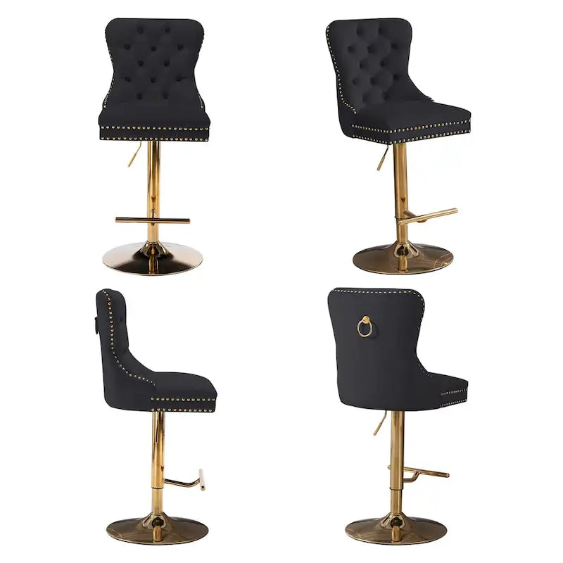 Contemporary Adjustable Thick Upholstered Swivel Counter Bar Stools - image 7