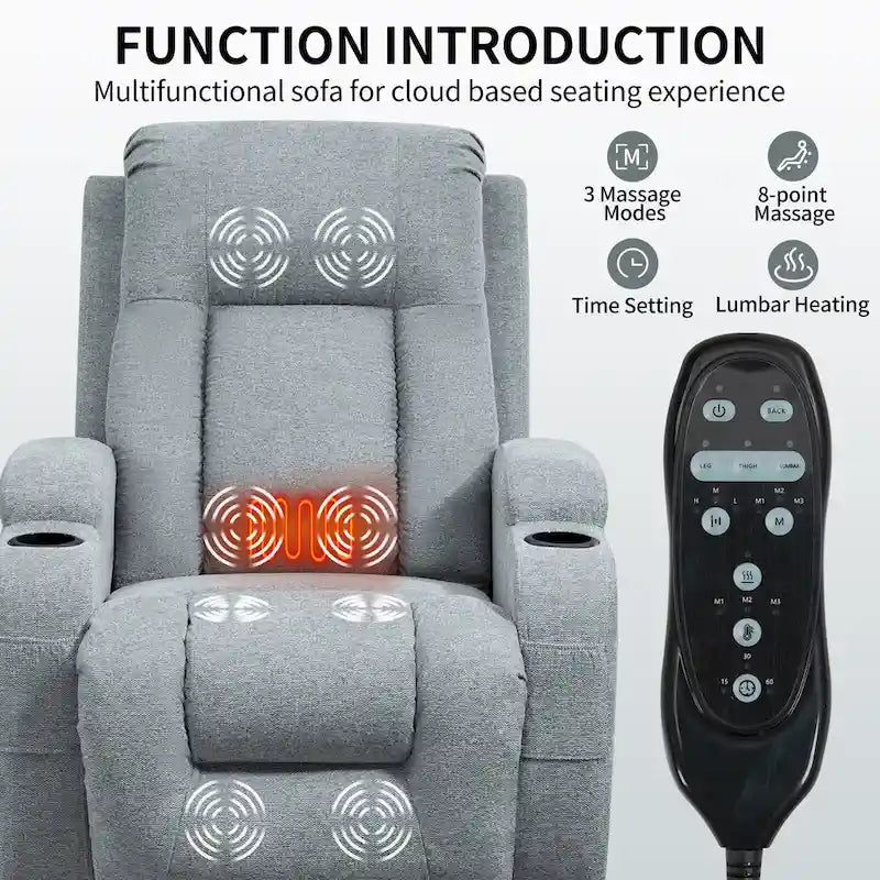 Lazy Boy Power Lift Recliner Chair, Modern Single Motor Massage Sofa Chair with Lumbar Heating, USB Charging Port, Cup Holders - image 30