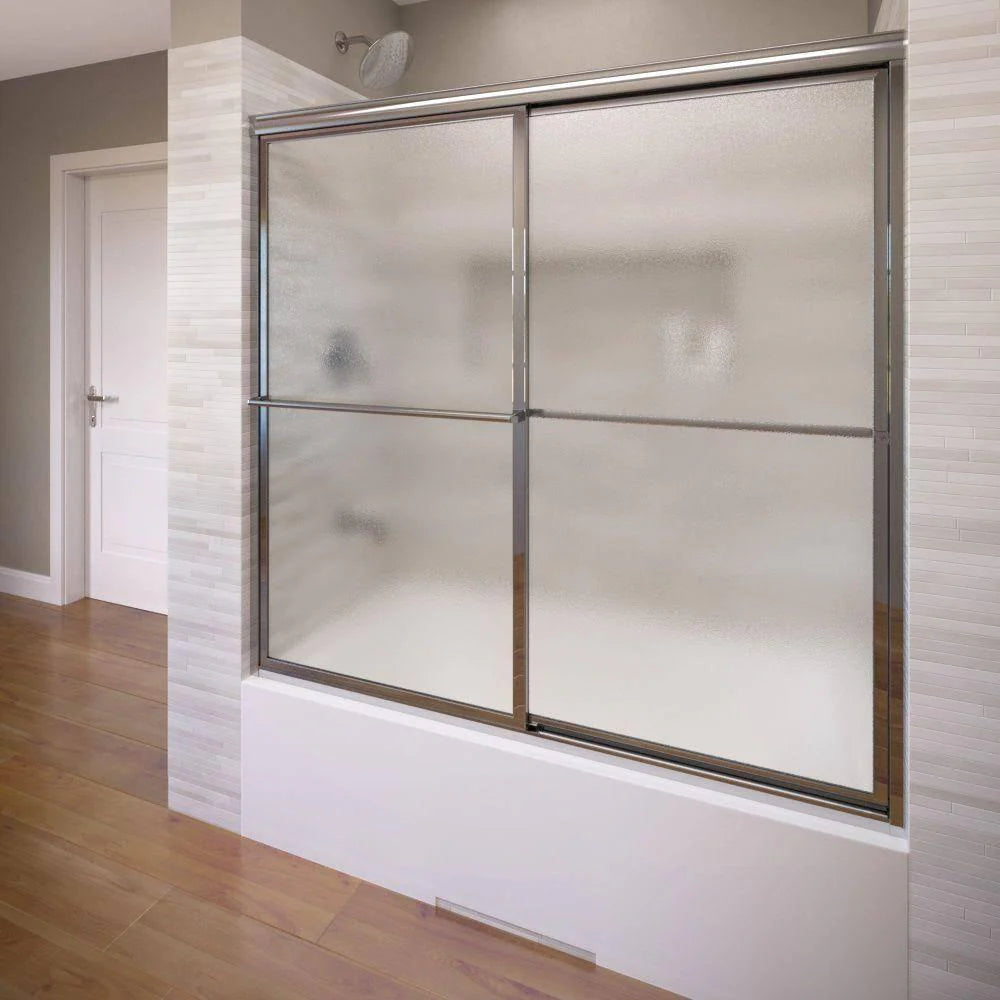 56 in. x 56 in. Framed Sliding Tub Door in Silver - image 1