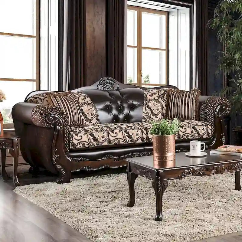 Rend Classic Faux Leather Tufted Sofa with Rolled Arms by Furniture of America - image 14