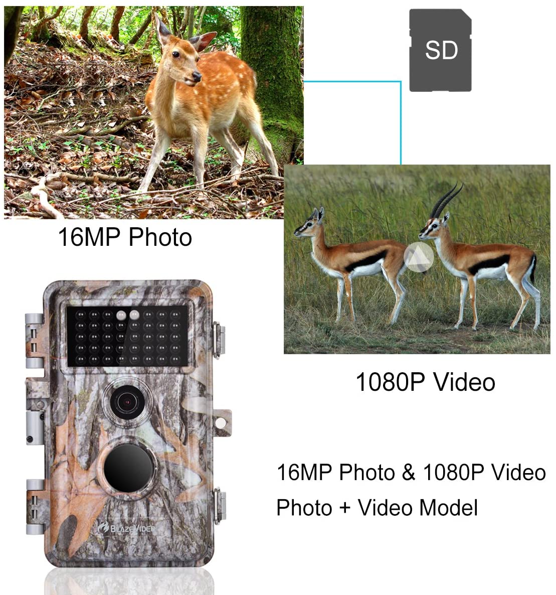 5-Pack Game & Deer Trail Cameras 16MP 1920x1080P Video Hunting Wildlife Cams Time Lapse with Night Vision - image 3