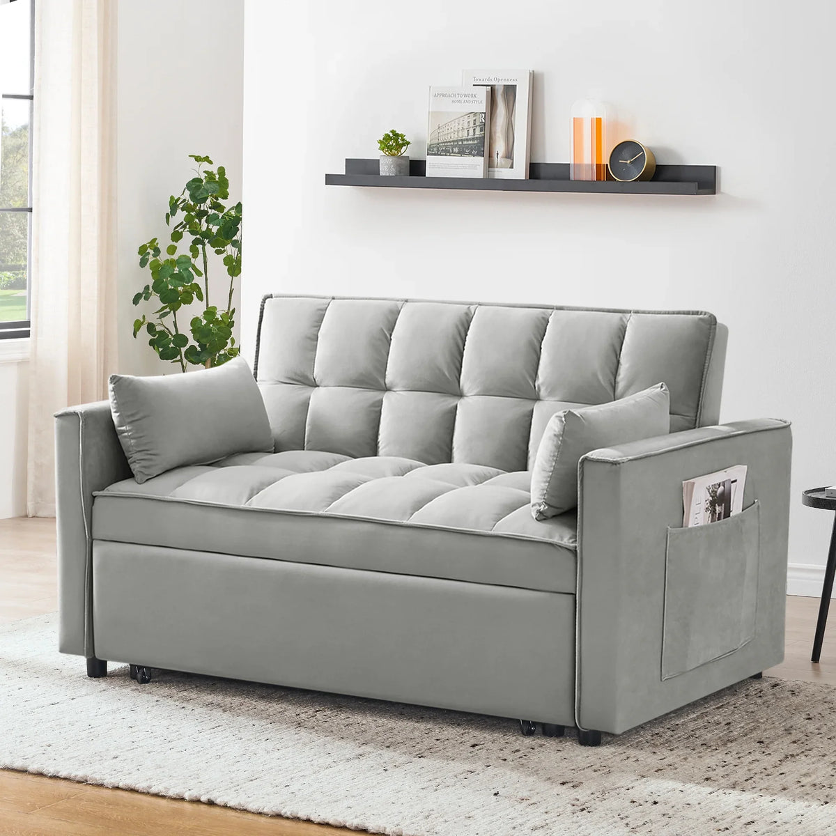 55 in Convertible Futon Sofa Bed, Modern Loveseat Sleeper Sofa Couch with Pull - Out Sofa Bed for Living Room, Small - image 12