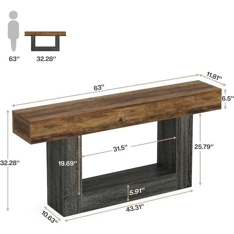 Rustic 2-Tier Entryway Table for Living Room, Hallway, and Foyer - image 3