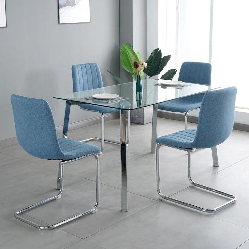 4-Piece Modern Dining Chair Set with Metal Legs - image 3