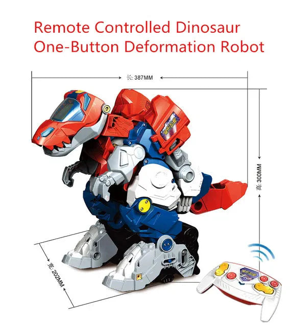One-key Deformation Dinosaur Robot With Sound and Llight Music Dinosaur knowledge Remote Control Dinosaur RC Robot Toy Children - image 2