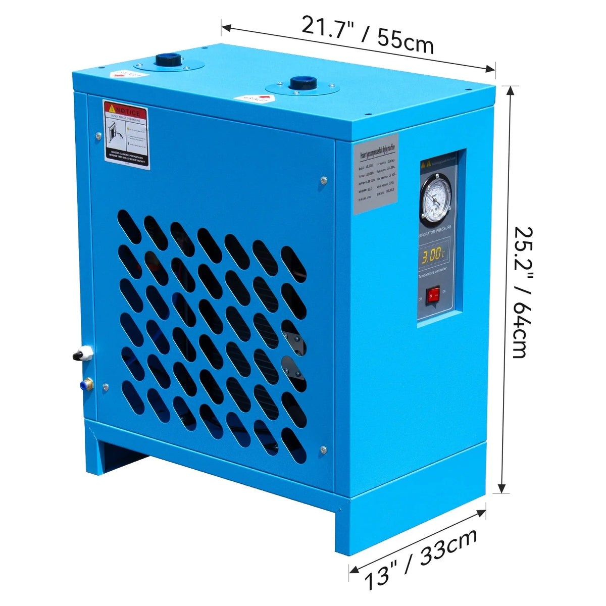 HPDMC Industrial Heavy Duty Refrigerated Air Dryer, 70 CFM, 0.75 KW, 110V For 15HP-20HP Rotary Screw Compressors, R134a Cooling System - image 2