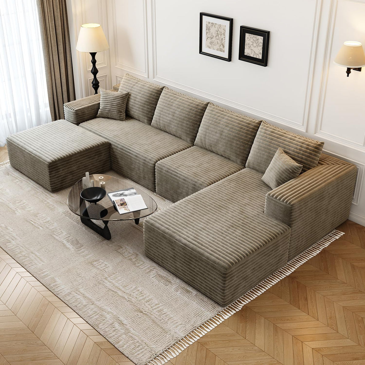 107.5" Cloud Modular Sectional Sofa Couch with L-Shape Chaise,Modern Minimalist Upholstered Couches for Living Room Bedroom,Deep Seat Corner Couch .No Assembly Required (Black,Left Facing Chaise) - image 9