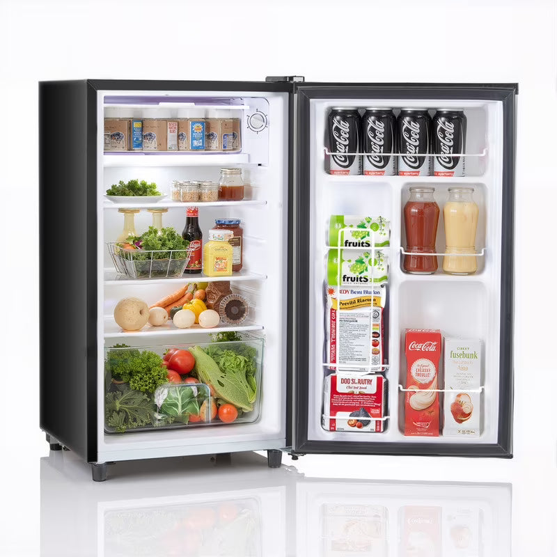 Sybels 3.2 Cu.Ft Mini Fridge with Freezer, Compact Single Door, Adjustable Thermostat & Low Noise, Perfect for Bedroom, Dorm, Office, Black - image 1