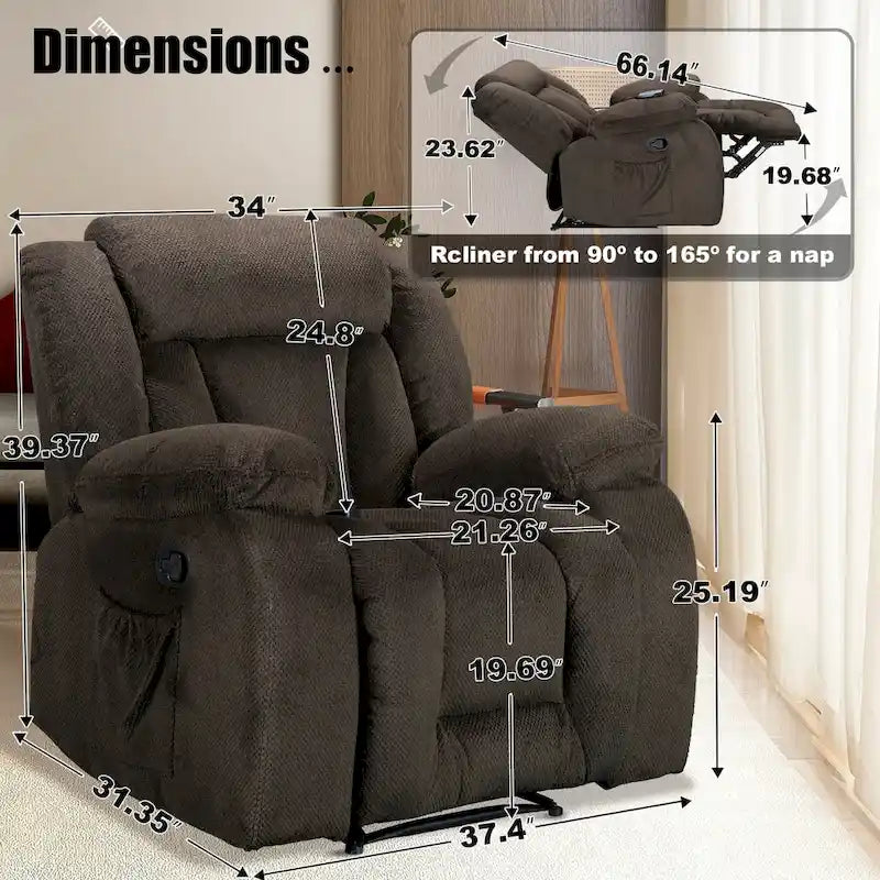 Upholstered Recliner with Rocking and Swiveling Features - image 13