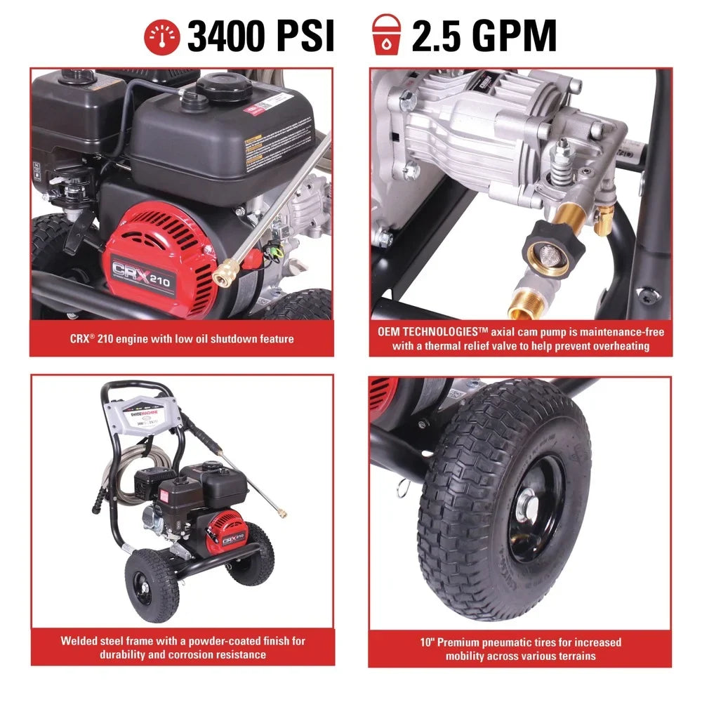 3400 Psi at 2.5 GPM with OEM Technologies? Axial Cam Pump Cold Water Gas Pressure Washer - image 10