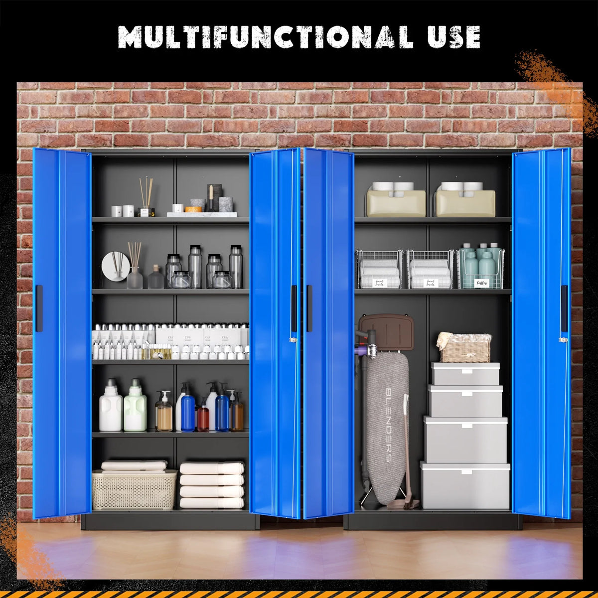 SOLAURA 71" Metal Garage Storage Cabinet with Locking Doors and Adjustable Shelves for Home, Office(Black) - image 43