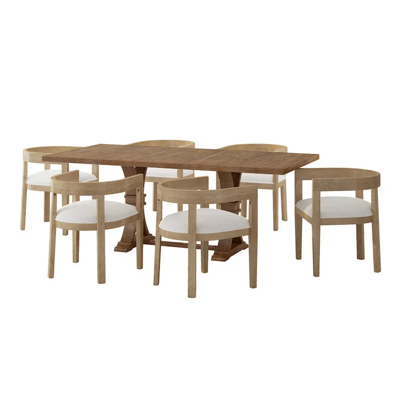 Christopher Knight Home 7-Piece Dining Set with Hudson Fabric and Wood - image 5