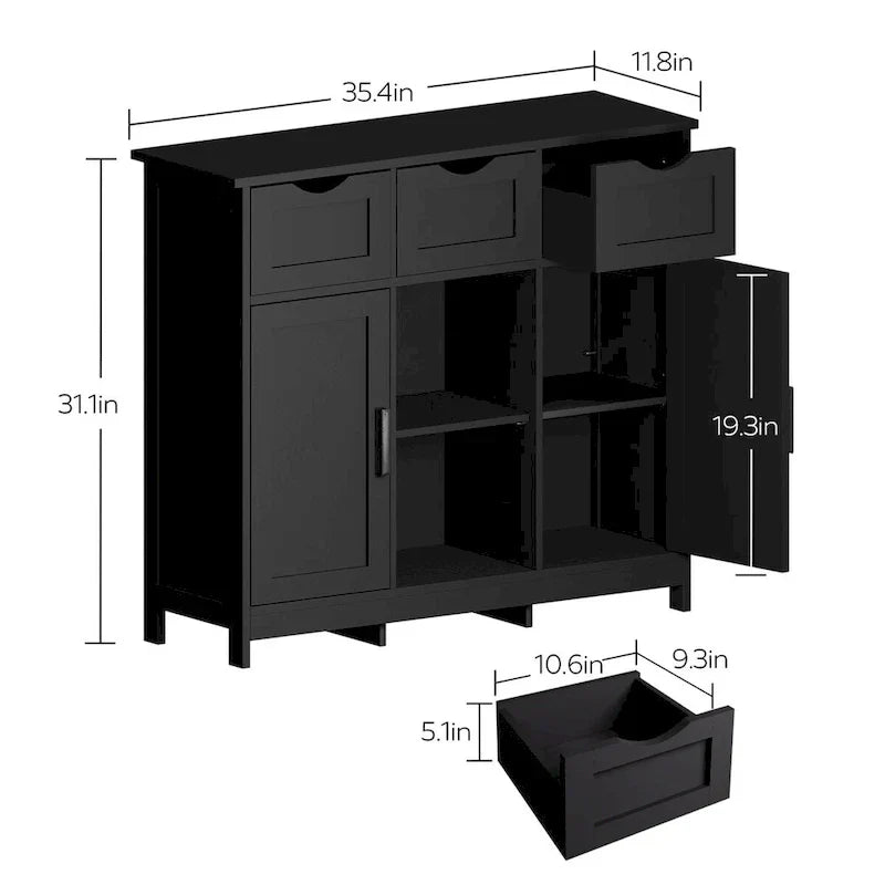 Roomfitters Morden Buffet Sideboard Cabinet with Doors and Drawers - Stylish Coffee Bar and Storage Solution - image 11