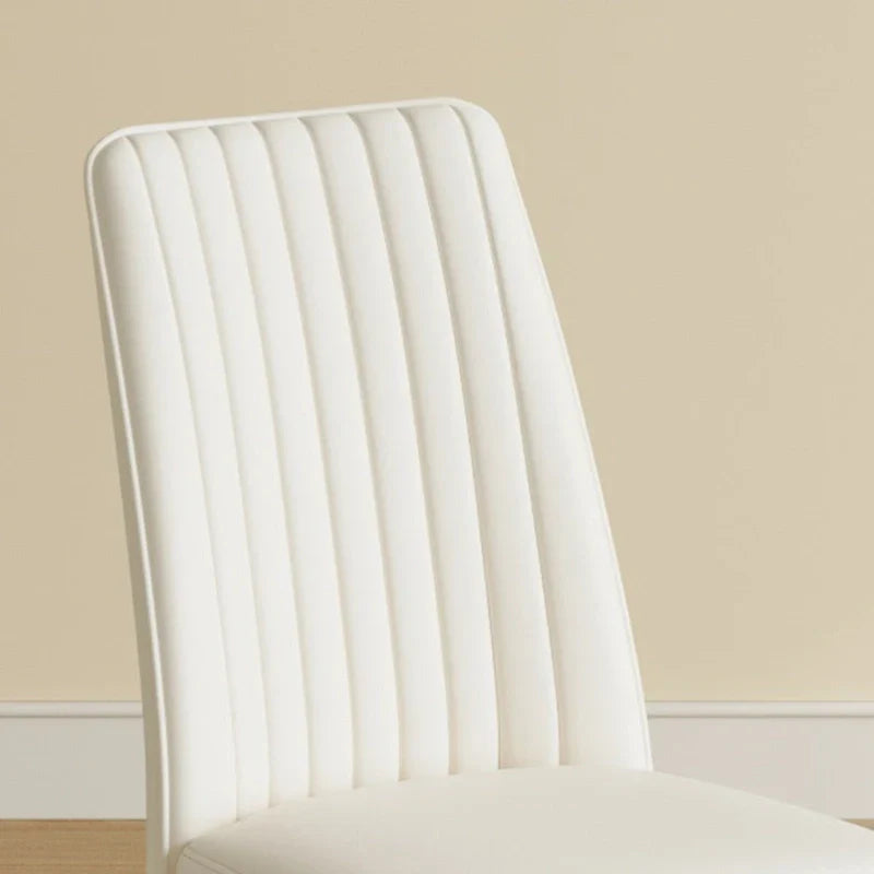 Set of 4 Modern Leather Upholstered Dining Chairs with Vertical Striped Backrest and Metal Legs - image 10