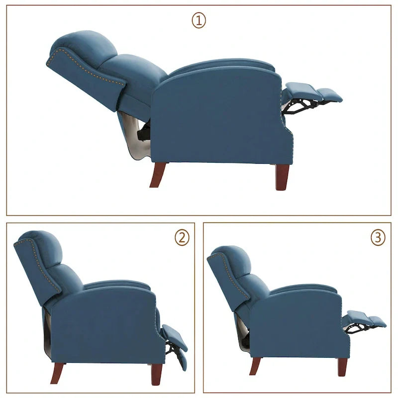 Authentic Leather Pushback Recliner with Adjustable Seat Back and Sturdy Wooden Legs - image 22