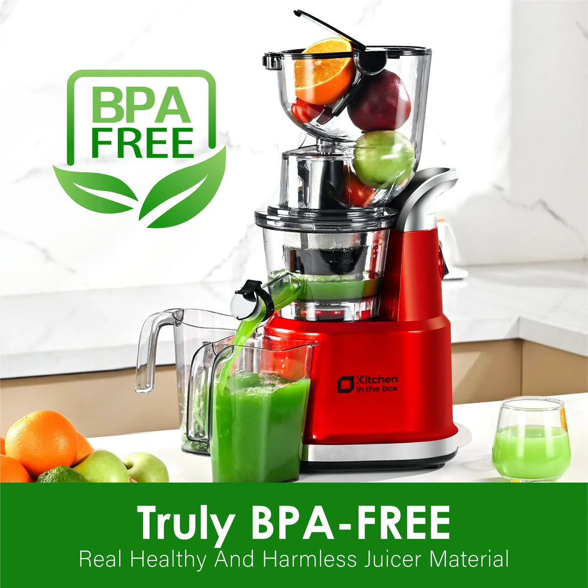 Kitchen in the Box Cold Press Juicer Machines With 3.26" Wide Feed Chute, Slow Masticating Juicer Machine for Whole Fruits and Vegetables, BPA-Free - image 11