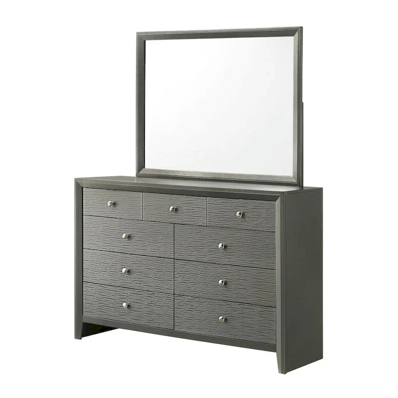 3-Piece Gunmetal Gray Panel Bedroom Set by Sim - image 4