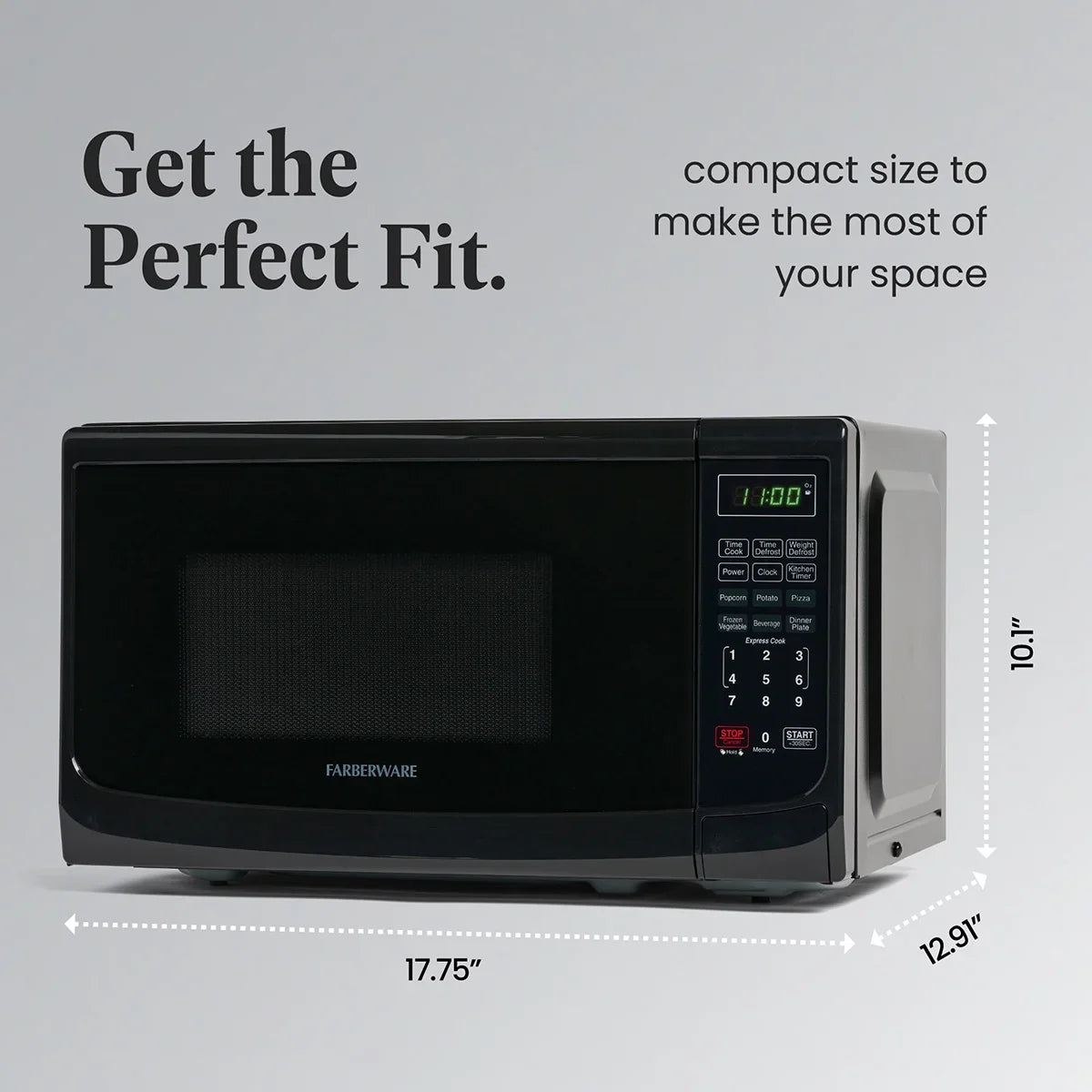 Farberware Countertop Microwave Oven with LED Lighting & Child Lock, 0.7 Cu Ft Black - image 5