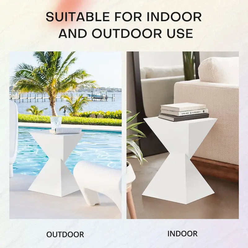 Contemporary Acrylic Accent End Table for Outdoor Use - Dimensions: 18.11"H x 12.6"W x 12.6"L - image 14