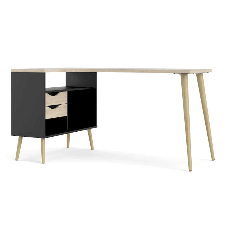 Carson Carrington Kristiansund L-Shaped Desk with 2 Drawers and 3 Shelves - image 3