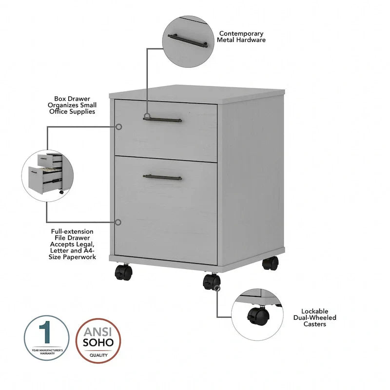 Bush Furniture Key West 60-Inch L-Shaped Desk with Rolling File Cabinet - image 18