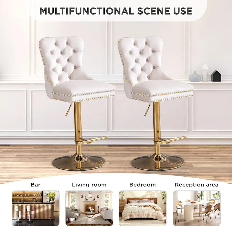 Contemporary Adjustable Thick Upholstered Swivel Counter Bar Stools - image 18