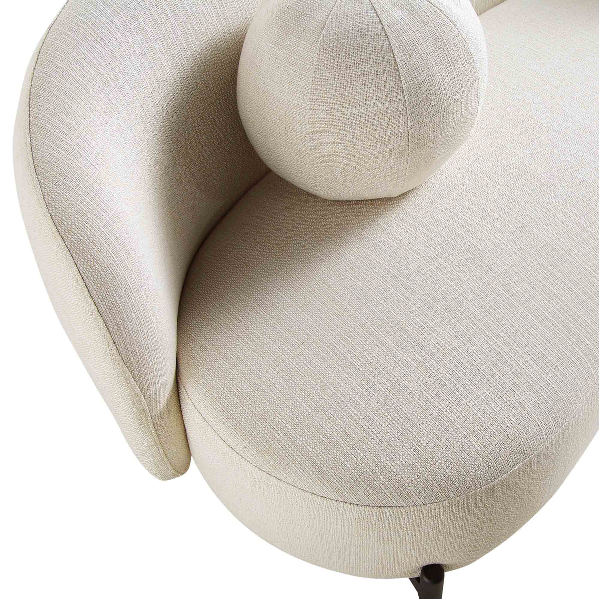 3-Seater Curved Sofa with Ball Cushions, Beige Linen Blend - image 13