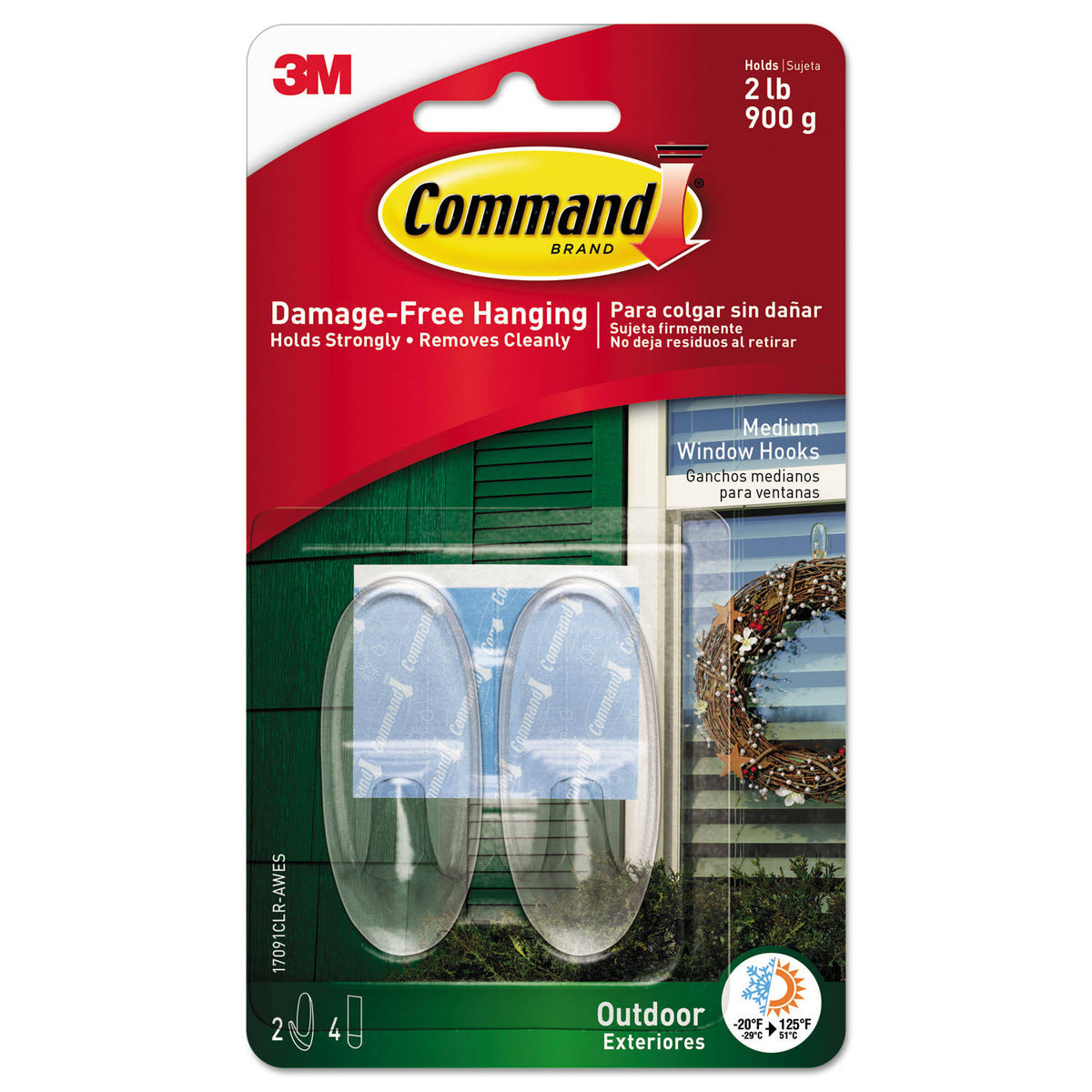 Command Outdoor Medium Clear Window Hooks with Clear Strips 17091CLR-AW - image 1