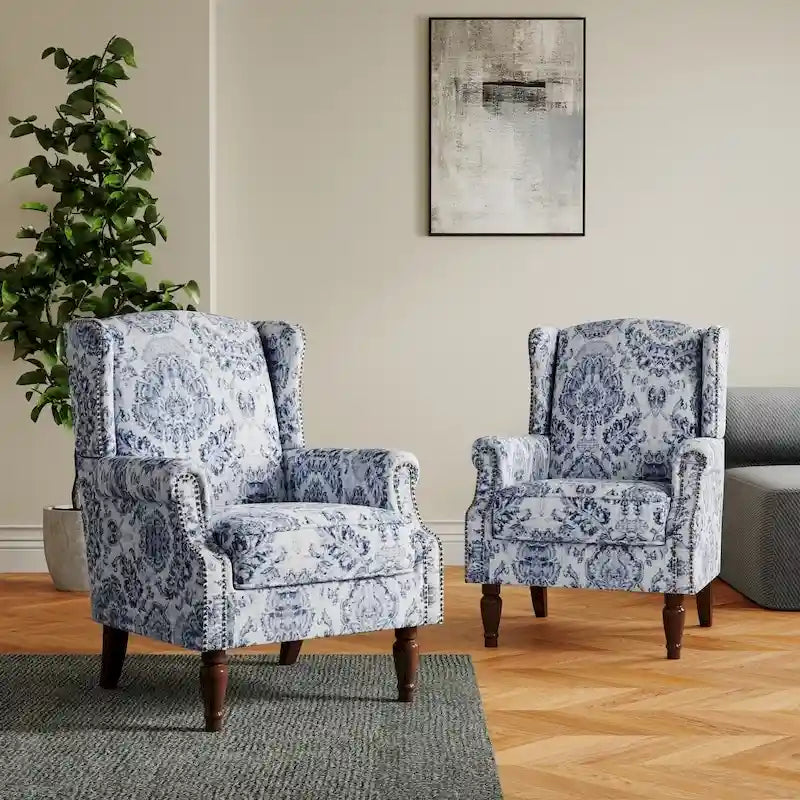 Pair of Stylish Upholstered Accent Chairs with Patterns for Living Room - image 3