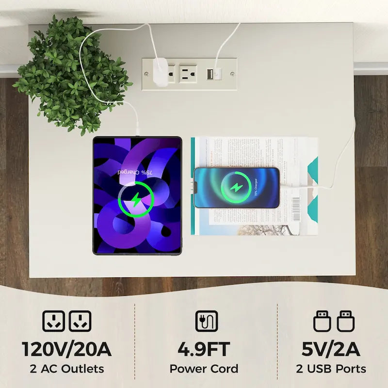 Set of 2 Nightstands with 2 Drawers and Built-in Charging Station - image 3