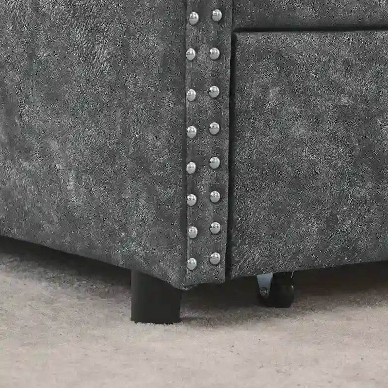 Upholstered Tufted Queen Size Daybed Sofa Bed with Storage Drawers - image 11