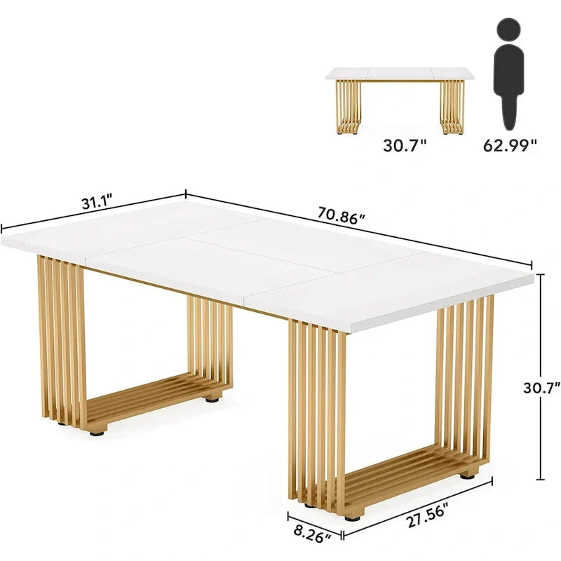 Contemporary 70.8-Inch White Dining Table for 6-8 Guests - image 9