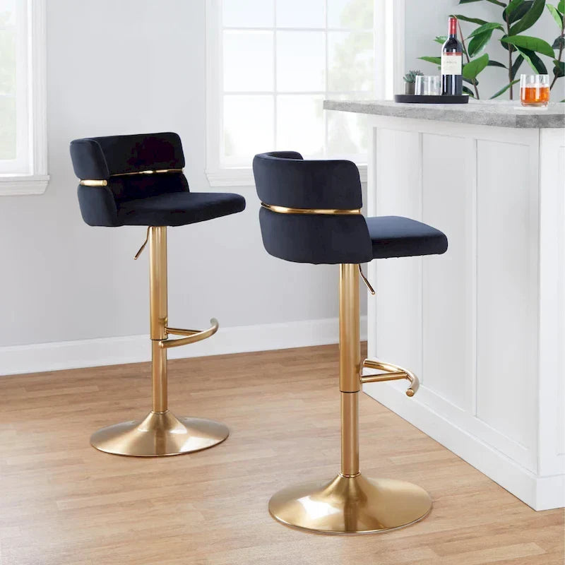 Set of 2 Silver Orchid Lena Adjustable Bar Stools with Rounded T Footrest - image 23