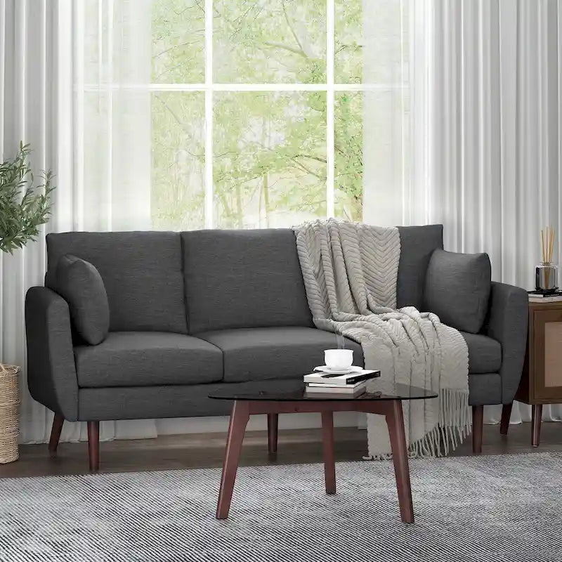 Contemporary 76.5-Inch 3-Seater Sofa with Birchwood Legs and Cushions - image 24