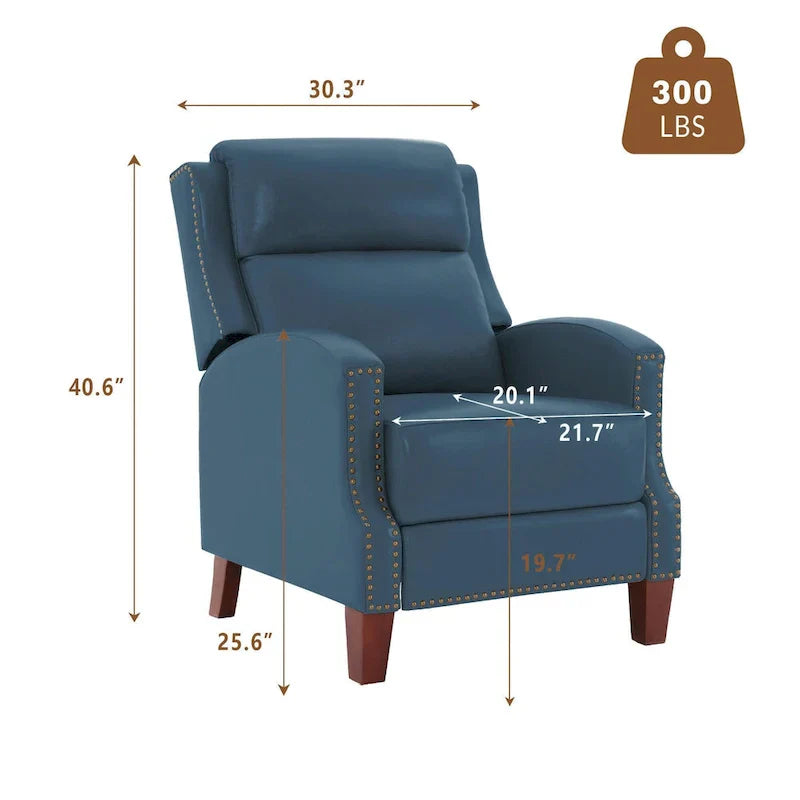 Authentic Leather Pushback Recliner with Adjustable Seat Back and Sturdy Wooden Legs - image 21