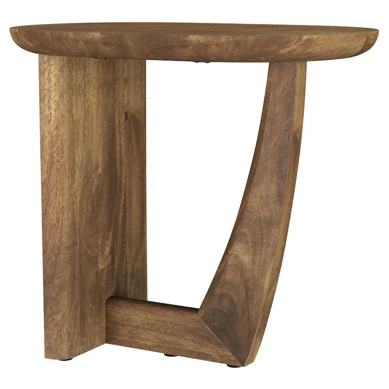 Leti L-Shaped Side End Table with 22-Inch Brown Mango Wood Top - image 1