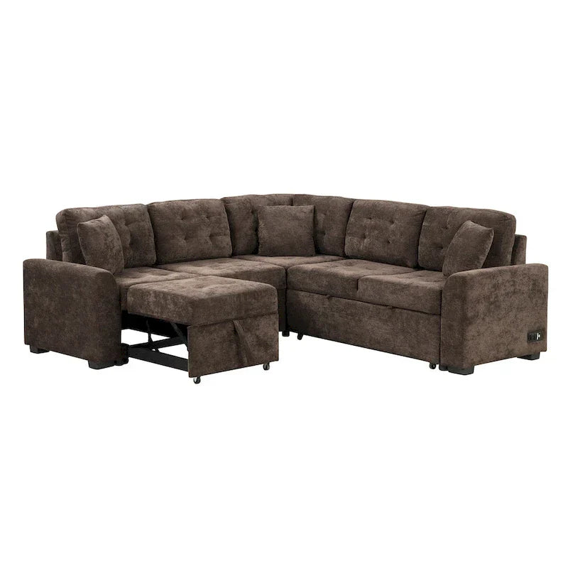 Roomfitters L-Shaped Pull-Out Sofa Bed with Wheels, USB Ports, and Power Outlets – Versatile Sleeper Sofa for Ultimate Living Room Comfort - image 14