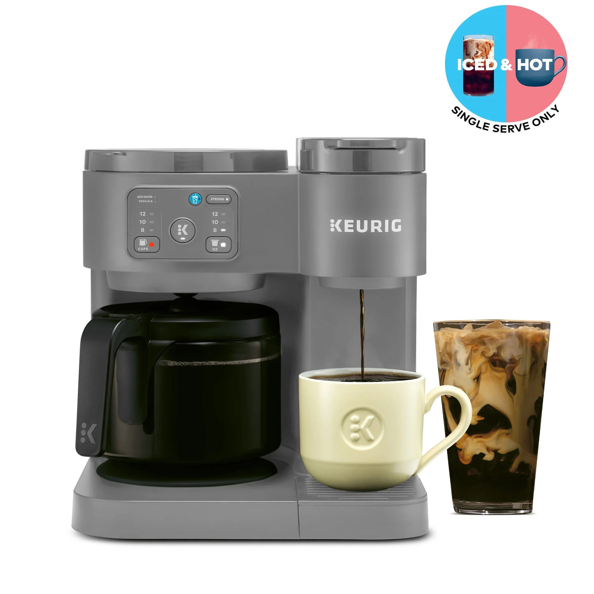 Keurig K-Duo Essentials, Hot & Iced Single-Serve K-Cup Pod Coffee Maker & Carafe,  Moonlight Grey - image 2