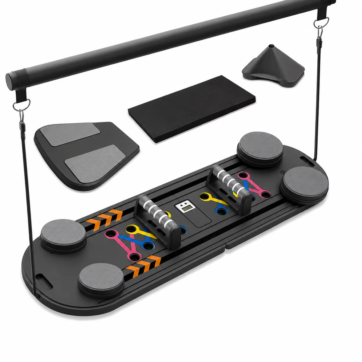 12-in-1 Foldable Pilates Reformer Board with Ergonomic Handles, Resistance Bands and Digital Timer, 330 lb Capacity, Black - image 1
