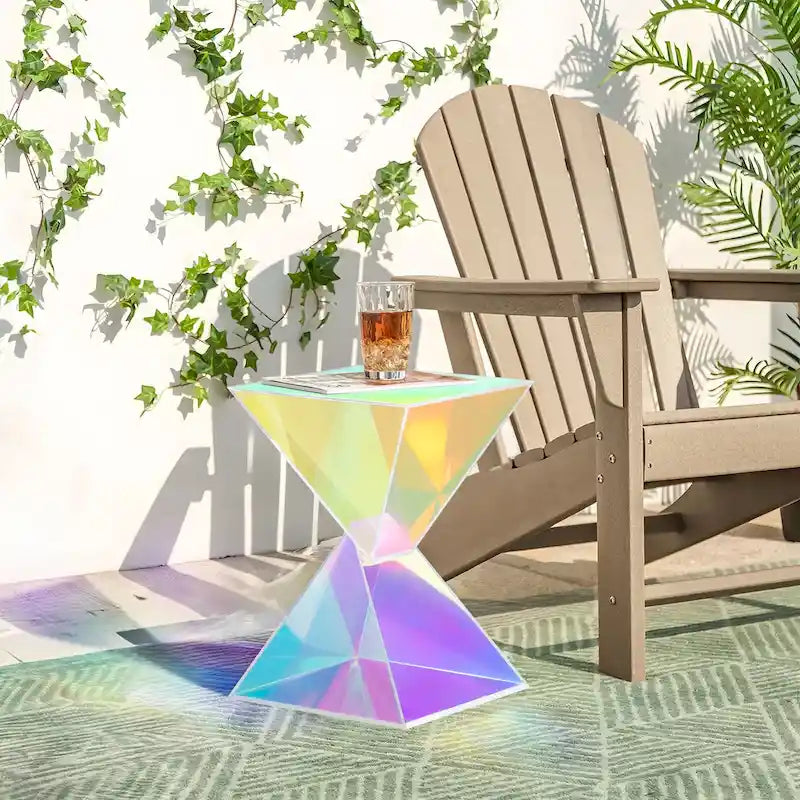 Contemporary Acrylic Accent End Table for Outdoor Use - Dimensions: 18.11"H x 12.6"W x 12.6"L - image 6