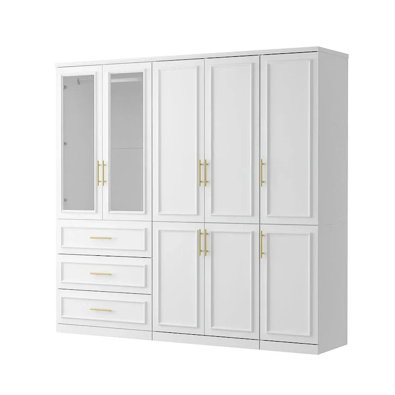 74.8-Inch Tall Large Modular Wardrobe Closet with Glass Doors - image 24