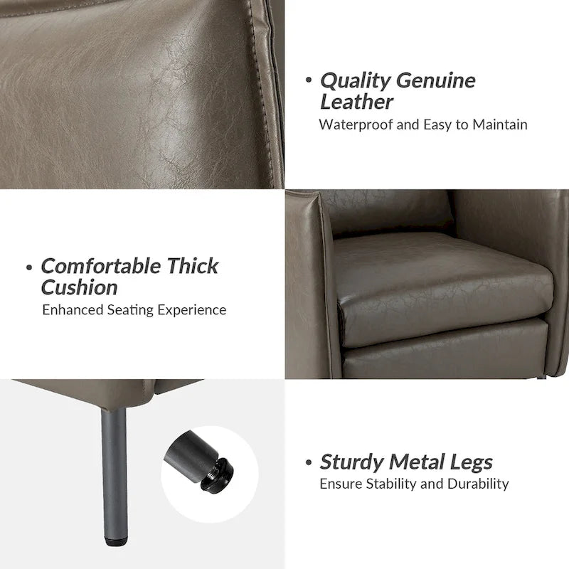 Set of 2 Jaime Modern Vegan Leather Accent Chairs with Metal Legs by HULALA HOME - image 16