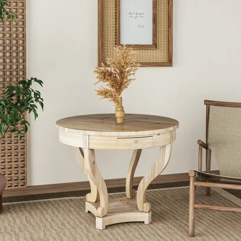Small Round Dining Table with Curved Legs in Farmhouse Style - image 3