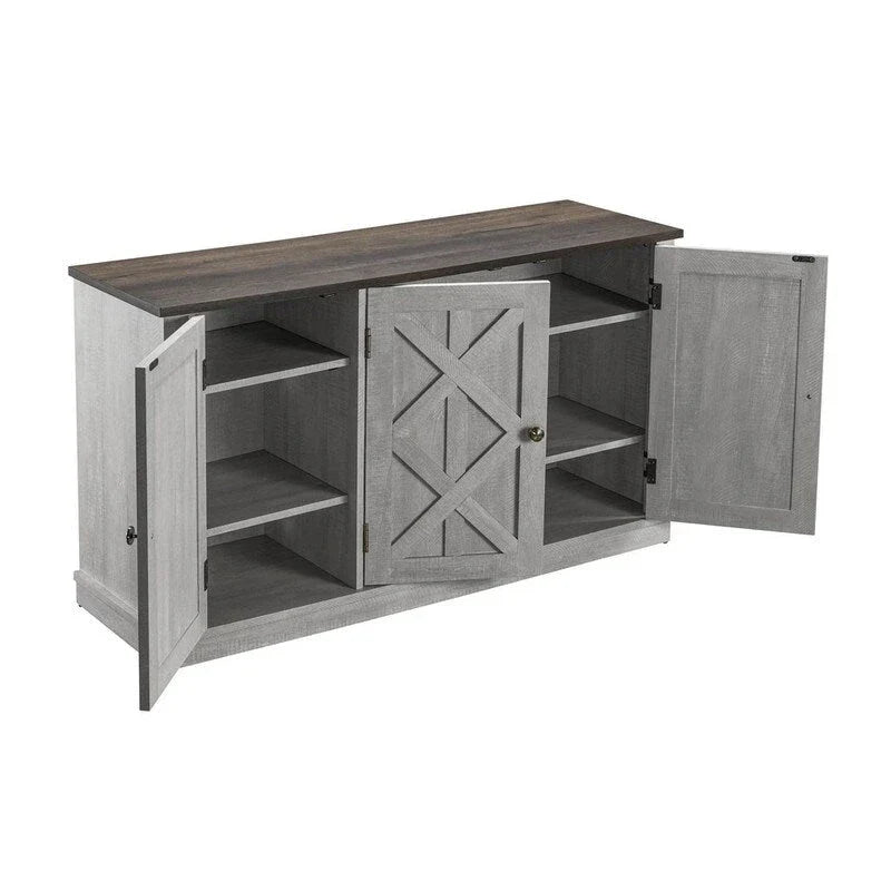 48-Inch Rustic Wood Buffet Cabinet with 3 Doors - Generous Storage Space - image 8